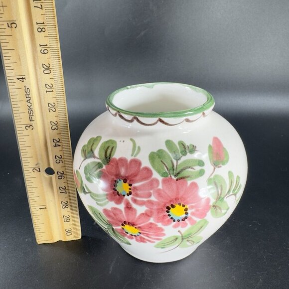 Vintage German Pottery Vase Vessel Flower Pot Planter Ceramic Flower Pattern VTG - Picture 3 of 12